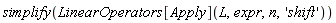 simplify(LinearOperators[Apply](L, expr, n, 'shift'))