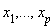 x[1], () .. (), x[p]