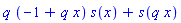 q*(-1+q*x)*s(x)+s(q*x)