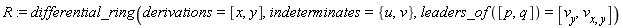 R := differential_ring(derivations = [x, y], indeterminates = {u, v}, leaders_of([p, q]) = [v[y], v[x, y]])