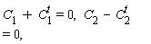 C[1] + C[1]^(t) = 0,  C[2] - C[2]^(t) =0, 