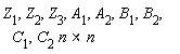 Z[1], Z[2], Z[3], A[1], A[2], B[1], B[2], C[1], `&x`(C[2]*n, n)