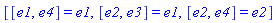 [[e1, e4] = e1, [e2, e3] = e1, [e2, e4] = e2]
