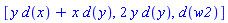 [y*d(x)+x*d(y), 2*y*d(y), d(w2)]