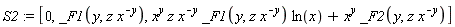 S2 := [0, _F1(y, z*x^(-y)), x^y*z*x^(-y)*_F1(y, z*x^(-y))*ln(x)+x^y*_F2(y, z*x^(-y))]