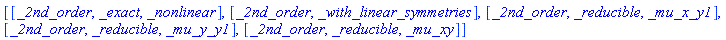[[_2nd_order, _exact, _nonlinear], [_2nd_order, _with_linear_symmetries], [_2nd_order, _reducible, _mu_x_y1], [_2nd_order, _reducible, _mu_y_y1], [_2nd_order, _reducible, _mu_xy]]