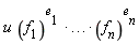 u (f[1])^(e[1]) *..*(f[n])^(e[n])