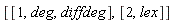 [[1, deg, diffdeg], [2, lex]]