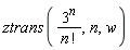 ztrans(3^n/factorial(n), n, w)