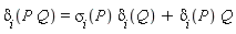 delta[i](P*Q) = sigma[i](P)*delta[i](Q)+delta[i](P)*Q