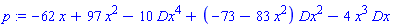 p := -62*x+97*x^2-10*Dx^4+(-73-83*x^2)*Dx^2-4*x^3*Dx
