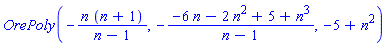 OrePoly(-n*(n+1)/(n-1), -(-6*n-2*n^2+5+n^3)/(n-1), -5+n^2)