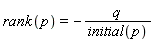 rank(p) = -q/initial(p)