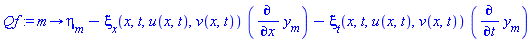 Qf := proc (m) options operator, arrow; eta[m]-xi[x](x, t, u(x, t), v(x, t))*(diff(y[m], x))-xi[t](x, t, u(x, t), v(x, t))*(diff(y[m], t)) end proc