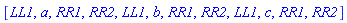 [LL1, a, RR1, RR2, LL1, b, RR1, RR2, LL1, c, RR1, RR2]