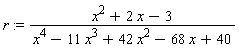 r := (x^2+2*x-3)/(x^4-11*x^3+42*x^2-68*x+40)