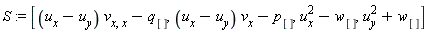 S := [(u[x]-u[y])*v[x, x]-q[], (u[x]-u[y])*v[x]-p[], u[x]^2-w[], u[y]^2+w[]]