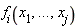 f[i](x[1], `...`, x[j])
