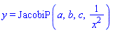y = JacobiP(a, b, c, 1/x^2)