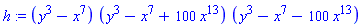 h := (y^3-x^7)*(y^3-x^7+100*x^13)*(y^3-x^7-100*x^13)