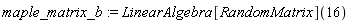 maple_matrix_b := LinearAlgebra[RandomMatrix](16)