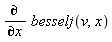 diff(besselj(v, x), x)