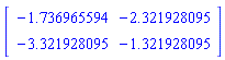 Matrix([[-1.736965594, -2.321928095], [-3.321928095, -1.321928095]])