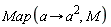 Map(proc (a) options operator, arrow; a^2 end proc, M)