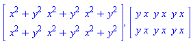 Matrix([[x^2+y^2, x^2+y^2, x^2+y^2], [x^2+y^2, x^2+y^2, x^2+y^2]]), Matrix([[y*x, y*x, y*x], [y*x, y*x, y*x]])