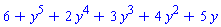 6+y^5+2*y^4+3*y^3+4*y^2+5*y