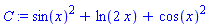 C := sin(x)^2+ln(2*x)+cos(x)^2
