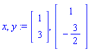 x, y := Vector[column]([[1], [3]]), Vector[column]([[1], [-3/2]])