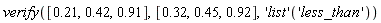 verify([.21, .42, .91], [.32, .45, .92], ('list')('less_than'))