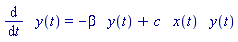 diff(y(t), t) = -beta*y(t)+c*x(t)*y(t)