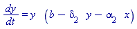 dy/dt = y*(b-delta[2]*y-alpha[2]*x)