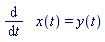 diff(x(t), t) = y(t)