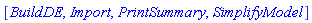 [BuildDE, Import, PrintSummary, SimplifyModel]