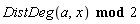 `mod`(DistDeg(a, x), 2)