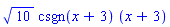 10^(1/2)*csgn(x+3)*(x+3)