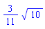 (3/11)*10^(1/2)