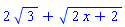 2*3^(1/2)+(2*x+2)^(1/2)