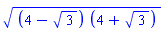 ((4-3^(1/2))*(4+3^(1/2)))^(1/2)