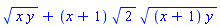 (x*y)^(1/2)+(x+1)*2^(1/2)*((x+1)*y)^(1/2)