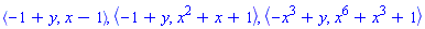 `<,>`(-1+y, x-1), `<,>`(-1+y, x^2+x+1), `<,>`(-x^3+y, x^6+x^3+1)