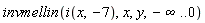 invmellin(i(x, -7), x, y, -infinity .. 0)