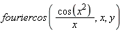 fouriercos(cos(x^2)/x, x, y)