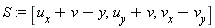 S := [u[x]+v-y, u[y]+v, v[x]-v[y]]