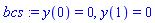 bcs := y(0) = 0, y(1) = 0