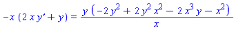 -x*(2*x*`y'`+y) = y*(-2*y^2+2*y^2*x^2-2*x^3*y-x^2)/x