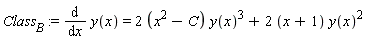 Class[B] := diff(y(x), x) = (2*(x^2-C))*y(x)^3+(2*(x+1))*y(x)^2